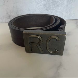 Roberto Cavalli unisex Brown leather Belt Size L logo buckle